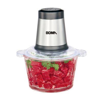 China BOMA Kitchen 2L Glass Container Food Blender Multifunctional Electric Cleaver 300W Stainless Steel Food Blender Chopper for sale