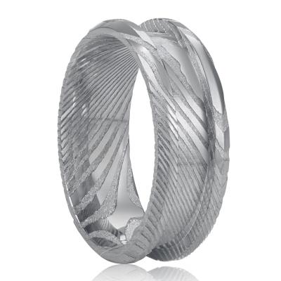 China CLASSIC Custom Mens Damascus Steel White Rings Cores For Inlay for sale