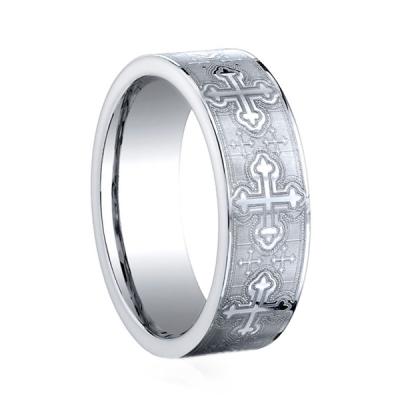 China Vintage Men's Rings Cobalt Chrome Catholic Cross Ring for sale