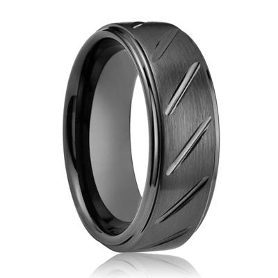 China CLASSIC Custom Made Mens Black Zirconia Ceramic Rings Jewelry for sale