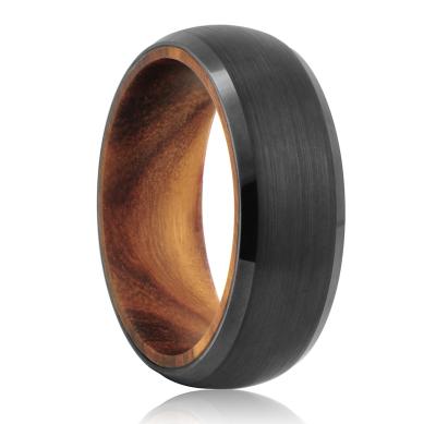 China FASHIONABLE Wooden Black Tungsten Ring Men for sale