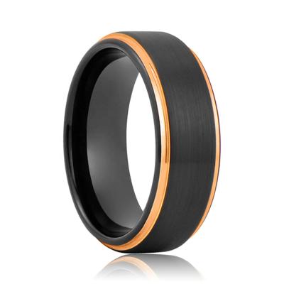 China Rose Gold Black Men's CLASSIC Two Tone Tungsten Rings Jewelry for sale