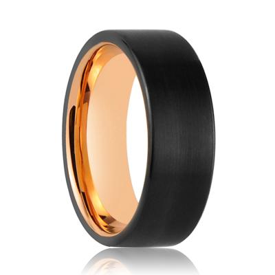 China CLASSIC Simple Matte Black Rose Gold Tungsten Wedding Ring for Men and Women for sale