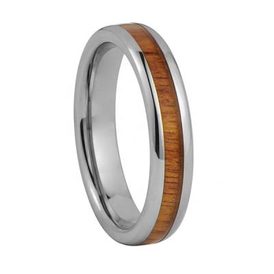 China CLASSIC 4mm Wooden Tungsten Ring Koa Inlay Ring Jewelry for sale