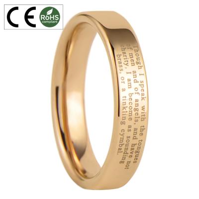 China TUNGSTEN Angel's Oath of the Holy Bible Rose Gold Tungsten Ring Ladies Wedding Ring for sale