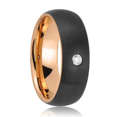 China DOMED STONE Black Swept CLASSIC DIAMOND Tungsten Engagement Wedding Rings in Rose Gold D.C.A. CZ for sale