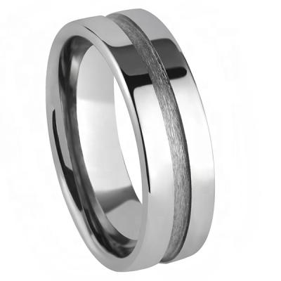 China CLASSIC Center Grooved Blank Flat Tungsten Ring For Inlay for sale