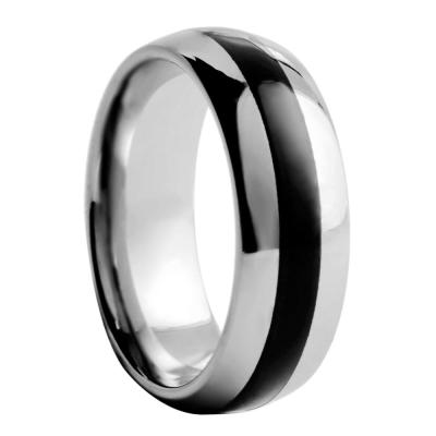 China Black TUNGSTEN Resin Inlaid Dome Tungsten Ring Wedding Rings For Men for sale