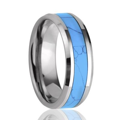 China Scratch Resistant Natural Ring Jewelry Mens Tungsten Carbide Turquoise Wedding Ring for sale