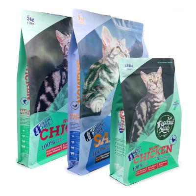 China Custom Plastic Moisture Proof Cat Food Packaging Bag 5kg 10kg 15kg Stand Up Flat Bottom Pet Pouch for sale