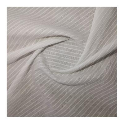 China Anti Pill Guaranteed Quality White Stripes Classic Jacquard Woven Cotton Blouse Fabric for sale