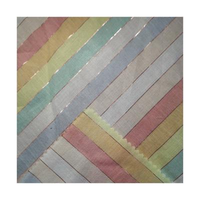 China Anti Pill Colorful Rainbow Stripes 98%cotton 2%lurex Yarn Dye Fabric For Dress for sale