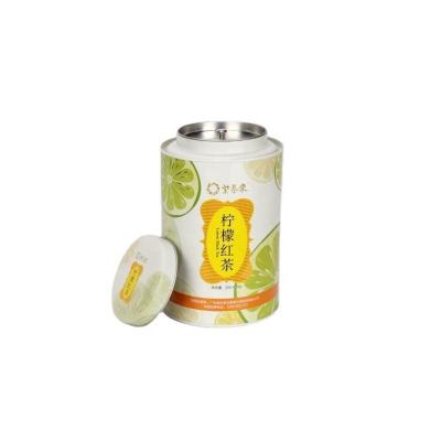 China Recyclable Double Lid Lemon Dried Black Tea Tin Can 250g Tea Can High Quality Coffee Bean Storage Tin Can Large Capacity Tinplate Metal Box for sale