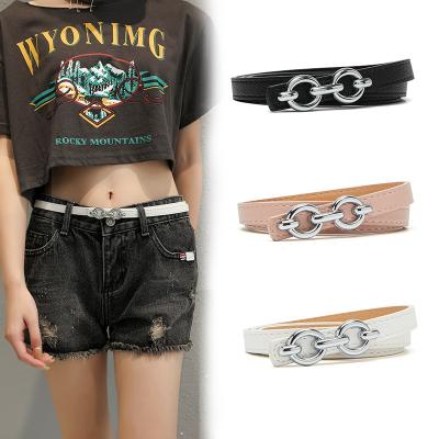 China Dress Leather Fashion All-match Waist Buckle Solid Color Alloy Solid Color Jeans Belt Wholesale PU Ladies Thin Belt for sale