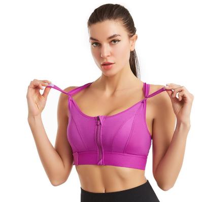 China Wholesale Breathable Colors Front Zipper Without Rim Professional Women's Sexy Yoga Underwear Shockproof Vest Sports Bra for sale