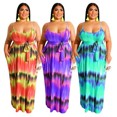 China Breathable 2021 women's summer plus size dress printed 3 color shoulder skirt for sale