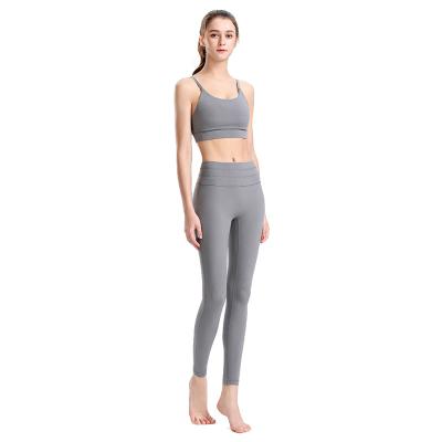 China 2021 New High Quality Breathable Women Sports Wears Suit Fitness Clothing Yoga Bra And High Waist Pants Gaiters Yoga Set for sale