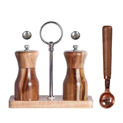 China DIY2110195 DIY2110195 Home Kitchen Viable Instrument Household Diyue Hand Seed Salt Wooden Pepper Grinder With Stand Acacia Wood Pepper Grinder for sale