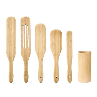 China Amazon Hot Selling Customized Viable Wooden Spatula Utensil Kitchen Cooking Tool Kit Cookware Spatula For Nonstick Pots Bamboo Utensils for sale