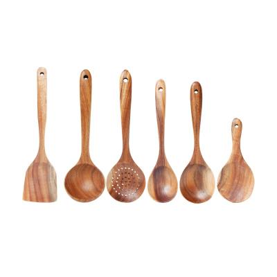 China Amazon Hot Sell Teak Spatula Spoon Wooden Utensils Wooden Home Kitchen Viable Household Items DIY073101 Essential Wood Utensils for sale