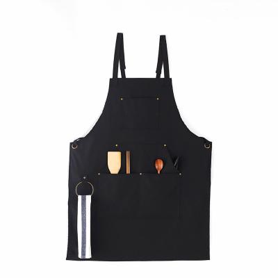 China Fashionable Eco-Friendly Denim Kitchen Apron With Pockets Mens Womens Professional Bib Cooking Apron With Towel Loop And Adjustable Neck Straps for sale