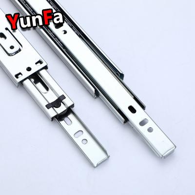 China OEM Drawer Rail Silent 3 Fold Guide Channels 35mm Ball Bearing Telescopic Drawer Slide for sale