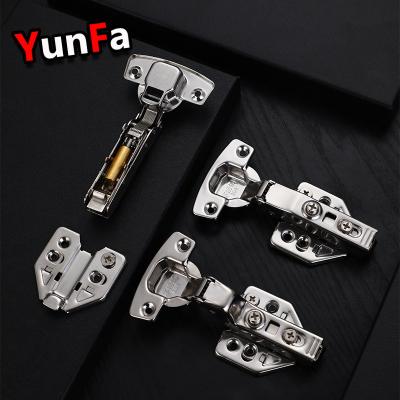 China Modern Adjustable Stainless Steel Self Discharge Half Lap Hinge Shielding Hydraulic 3D Cabinet Soft Closing Hinge for sale