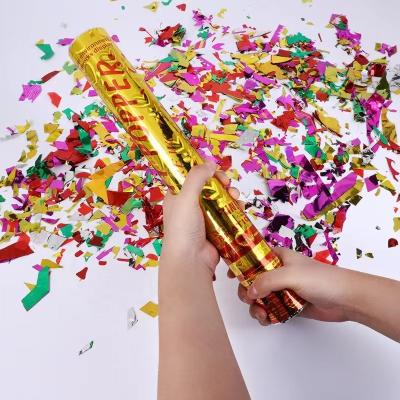 China Wholesale Safety 60cm Wedding Party Hand Holding Confetti Fireworks Kids Hand Gun Spray Tube Shooter Noise Push Spin Confetti for sale