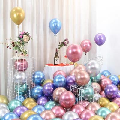 China INS Balloons Wholesale 12inch 2.2g Shiny Metal Bead Latex Balloons Chrome Colors Helium Air Thick Metallic Balls Globos for sale