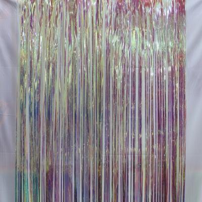 China home decorative ALUMINUM FRINGE CURTAIN festival decoration rainbow laser tin foil party decoration curtains for sale