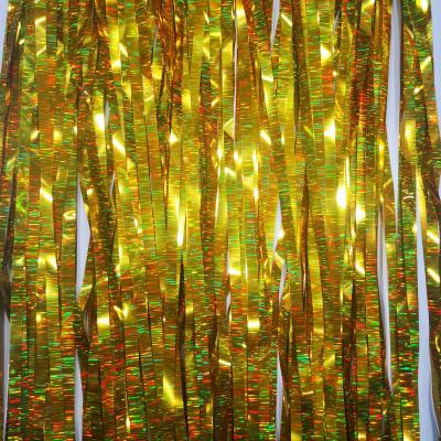 China FRINGE CURTAIN Horizontal FOIL Decoration Laser Party Stripe Pattern Curtain for sale