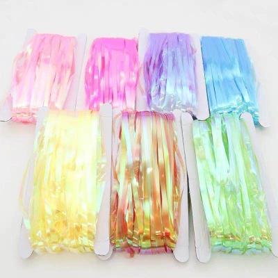 China CIS Solid Rainbow Foil Decorate Curtains Festival ALUMINUM FRINGE CURTAIN Party Decoration for sale