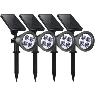 China Solar Spotlights 4LED Black Garden Lawn Lights Outdoor Ground Solar Insert Light Solar Wall Lights for sale