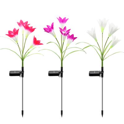 China Outdoor Waterproof Multicolor Changing Garden Christmas Decoration IP65 LED Lily Flower Solar Powered Lights for sale