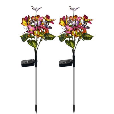 China Wholesale Multicolor Changing Butterfly Garden Flower Lawn Lamp Waterproof Solar Garden Lights Outdoor Decorative for sale