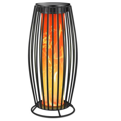 China New retro garden design outdoor camping decorative waterproof round birdcage solar power simulation candle flame lamp for sale