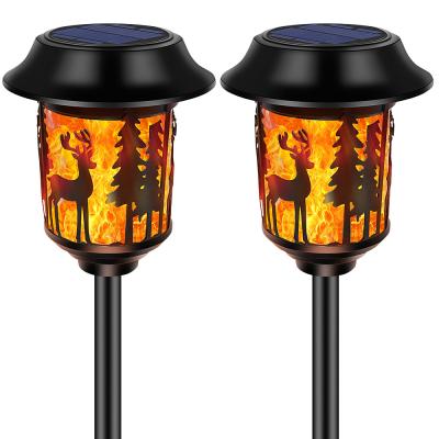 China Widely Used High Quality Whole Street Lamp Lifelike Dancing Deer Tree Flame Dancing Solar Lamp for sale