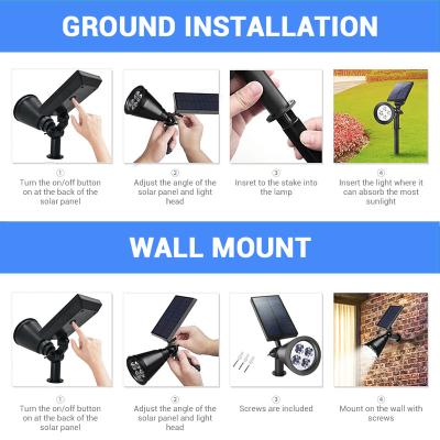 China Outdoor Solar Spotlight 4LED Outdoor Waterproof Ground Insert Solar Wall Lamp for sale