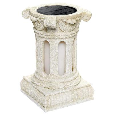 China Outdoor Waterproof Decorative Solar Lamp LED Garden Lamp Yard Road Lighting Roman Column Flame Lamp for sale