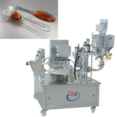 China Automatic Food Spoon Ice Cream Juice Blister Container Liquid Honey Filling And Sealing Machine for sale