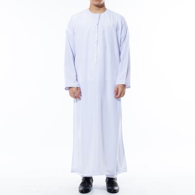 China Polyester Private Label Traditional Clothing Wholesale Middle East Oman Robe Men's Polyester Round Neck Arabian Robe Islamic Clothing for sale