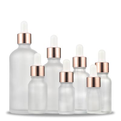 China High Quality Personal Packaging 5ml-100ml Skin Care Package 5ml-100ml Cosmetic Empty Bottle Rose Gold Matte Glass Bottle for sale