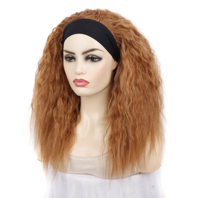 China Long Regular Hair Wholesale Ice Silk Tape Chemical Fiber Wig Curly Hair Wig Headgear Corn Perm Women Wigs for sale