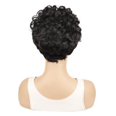 China High Quality Women's Regular Wave Small Pixie Curly Wig Short Black Bob Hair Wigs Daily Use Africa for sale