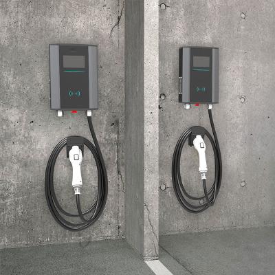 China Cyberpunk New Energy Electric Vehicle European Standard Wall Mounted 7KW Parking Column 3.5kw Gun Outdoor Charging Pile for sale