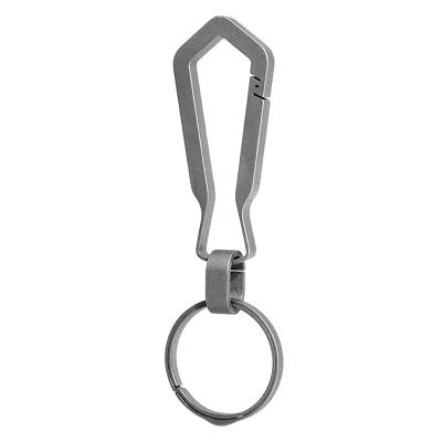 China Titanium Alloy CNC Finished Custom Outdoor Innovative Outdoor Titanium Alloy Keychain Camping Logo Snap Hook EDC Titanium Key Chain For Daily Swivels for sale