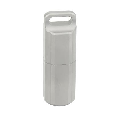 China small gallipot case TC4 metal pill box key chain titanium waterproof capsule for camping emergency hikinig rescue TL-SC002 outdoor blasting for sale