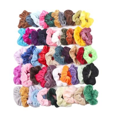 China Fashionable hair scrunchies wholesale 40 pack cute silk velvet personalized hair scrunchies for sale