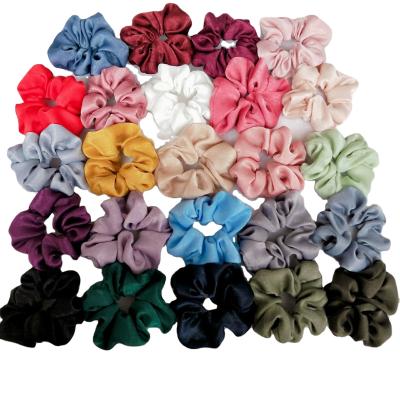 China Best Selling Customized Popular Wholesale Handmade CIA Knitted Stain Silk Girl Ponytail 11 Color Cloth Velvet Plastic Hair Scrunchies for sale