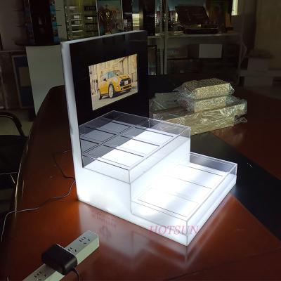 China New Design Counter Up LED Acrylic Cosmetic Display Acrylic LCD Display Lighting for sale